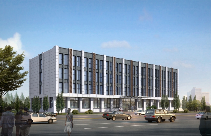 综合楼中试车间综合楼和中试车间建筑立面采用现代建筑风格,立面简洁